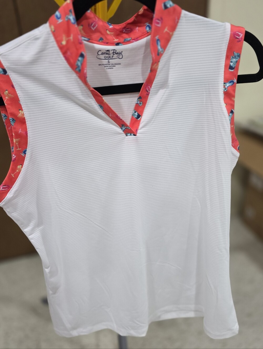 Coral Bay White Tank with Vibrant Red Accents